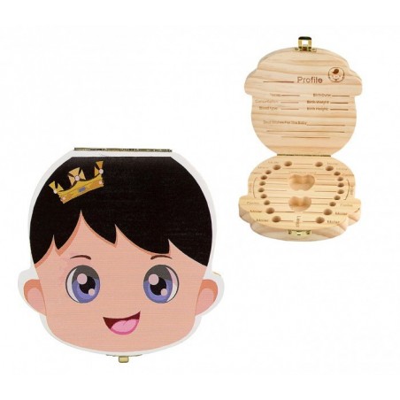 10751 Boîtier en bois pour dents de lait garçon fille avec certificat de la fée 10751 Boîtier en bois pour dents de lait garçon fille avec certificat de la fée
