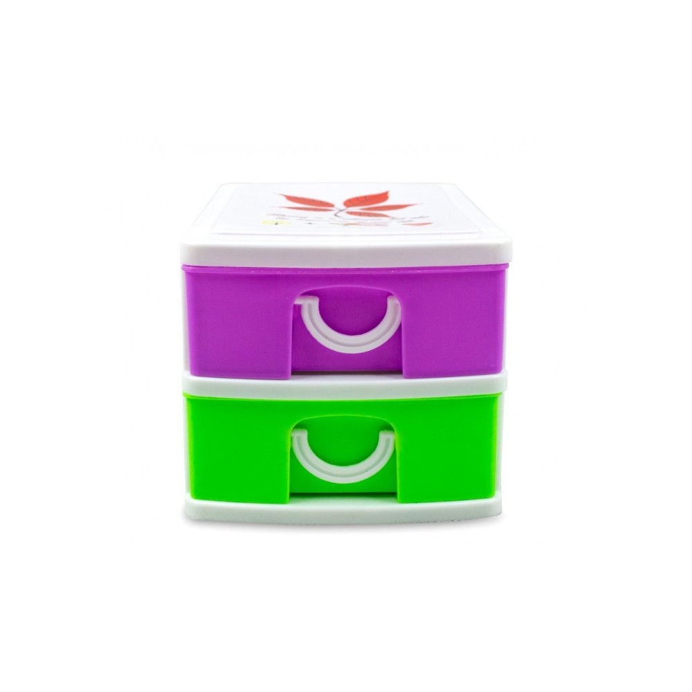 mini tour de rangement multicouleur  2 tiroirs  WELKHOME  9x13x8 cm