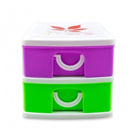 mini tour de rangement multicouleur  2 tiroirs  WELKHOME  9x13x8 cm