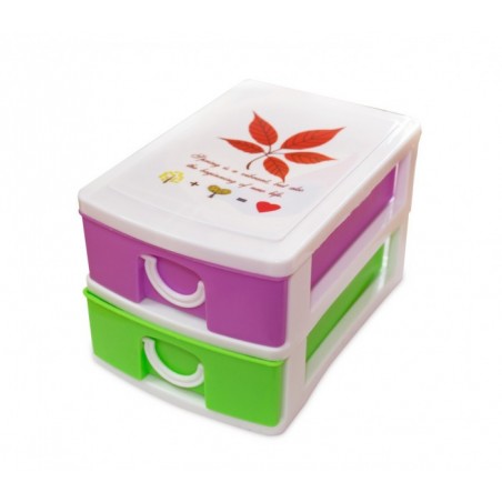 mini tour de rangement multicouleur  2 tiroirs  WELKHOME  9x13x8 cm