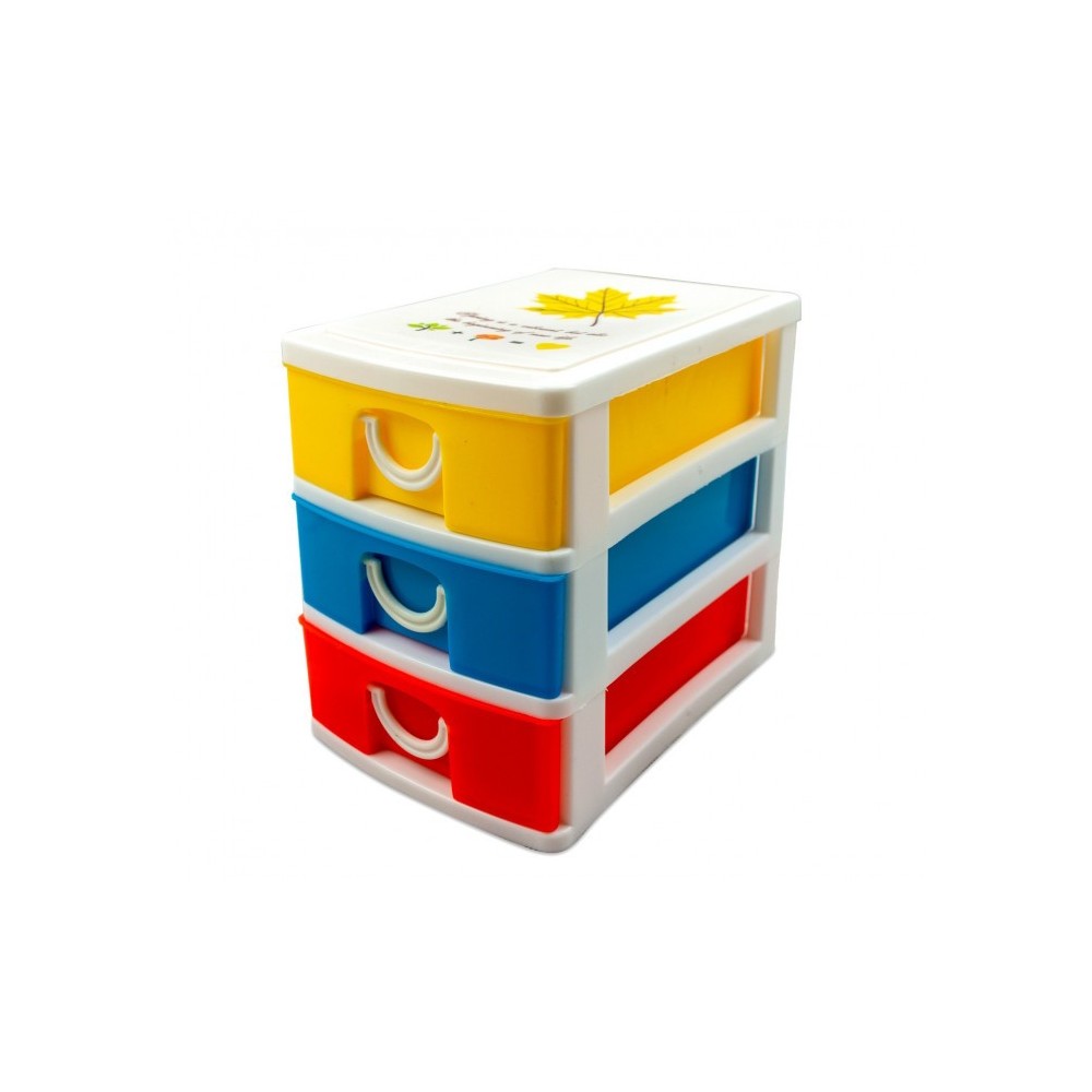 391594 mini tour de rangement multicouleur  3 tiroirs  WELKHOME   9x13x11.5 cm