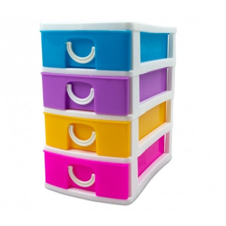 391600  mini tour de rangement multicouleur  4 tiroirs  WELKHOME   9x13x15 cm 391600  mini tour de rangement multicouleur  4 tiroirs  WELKHOME   9x13x15 cm
