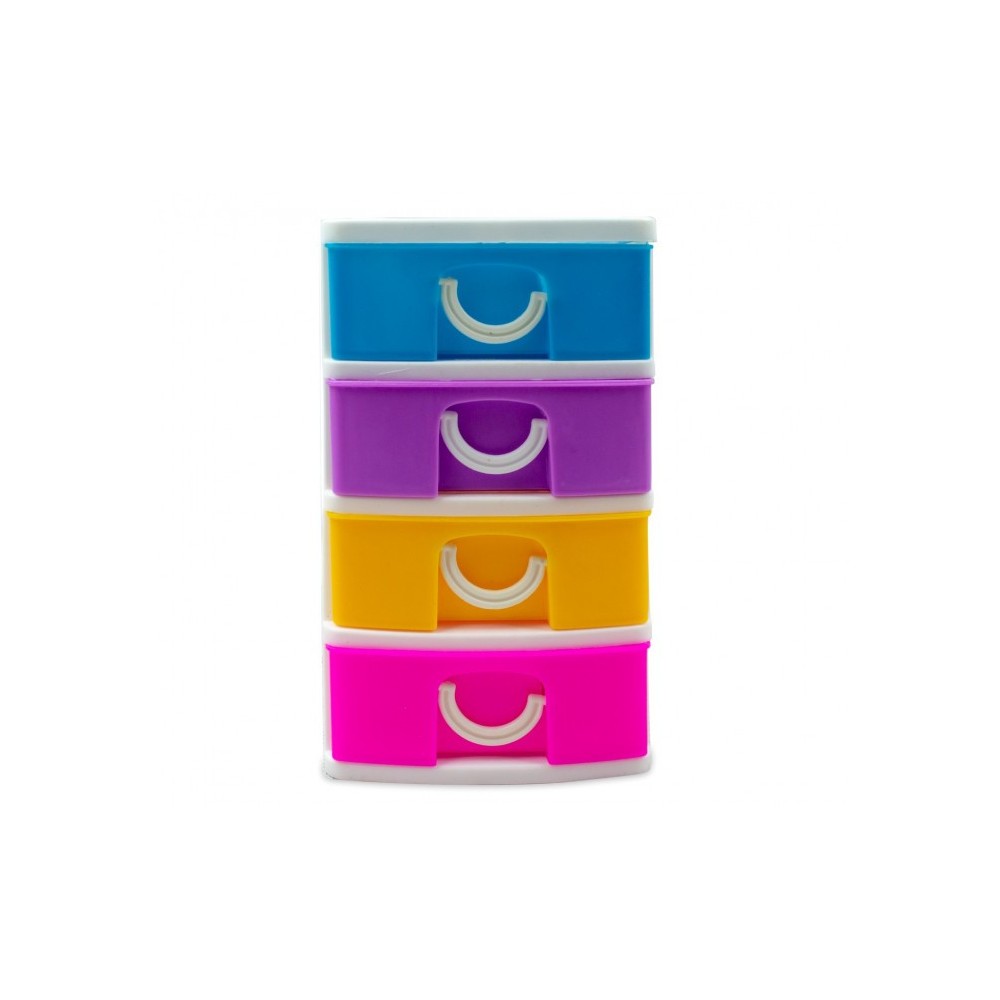 391600  mini tour de rangement multicouleur  4 tiroirs  WELKHOME   9x13x15 cm