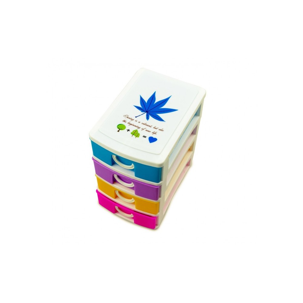 391600  mini tour de rangement multicouleur  4 tiroirs  WELKHOME   9x13x15 cm