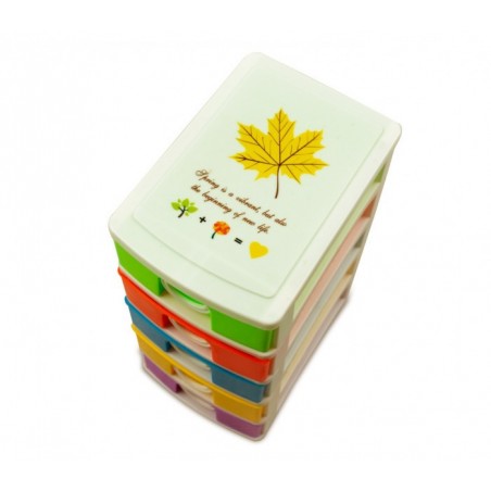 391617  mini tour de rangement multicouleur  5 tiroirs  WELKHOME  9x13x18.5 cm
