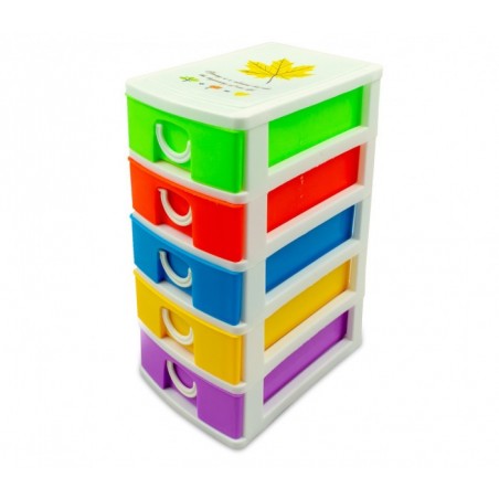 391617  mini tour de rangement multicouleur  5 tiroirs  WELKHOME  9x13x18.5 cm