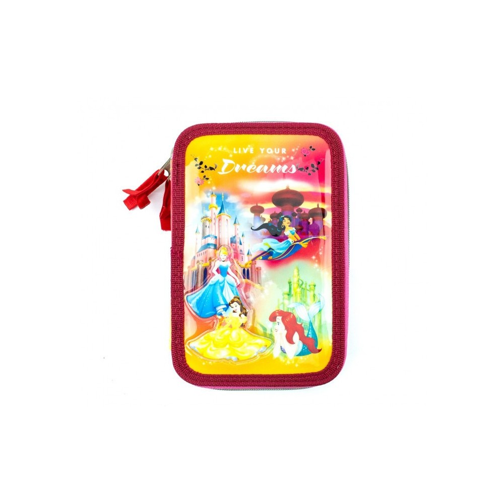 455579  Trousse  Matériels 3 compartiments 43pcs SCUOLA Princess LIVE YOUR DREAM