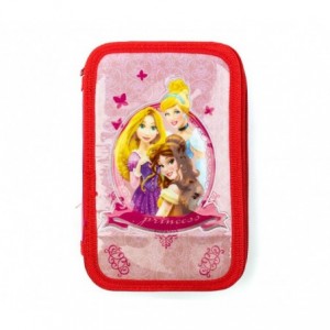 455579 Trousse + Matériels 3 compartiments 43pcs SCUOLA Disney Princess Fucsia