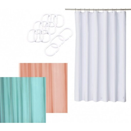 191026 Rideau de douche en polyester RILUX 180 x 200 cm avec 12  anneaux inclus 191026 Rideau de douche en polyester RILUX 180 x 200 cm avec 12  anneaux inclus