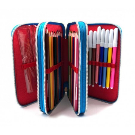 455463  Trousse 3 compartiments  inclue  43pcs CARS MCQUEEN Coloré