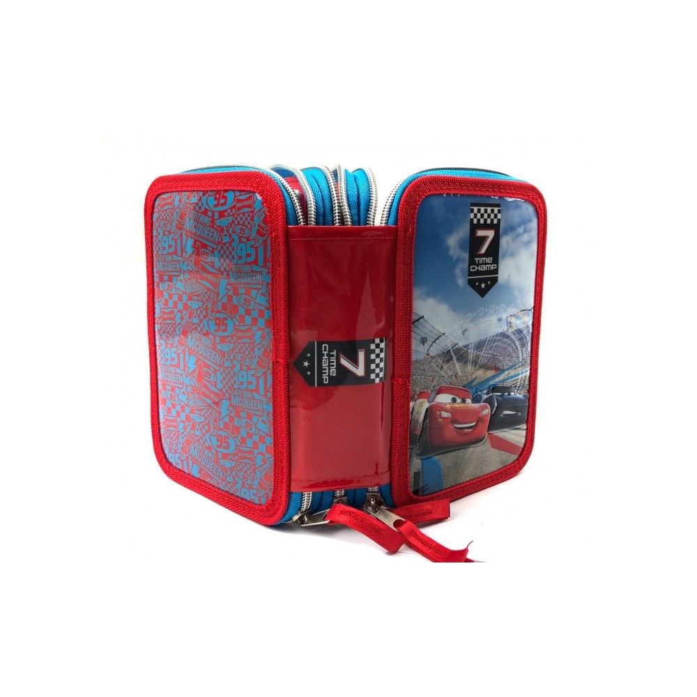 455463  Trousse 3 compartiments  inclue  43pcs CARS MCQUEEN Coloré