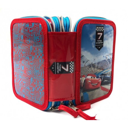 455463  Trousse 3 compartiments  inclue  43pcs CARS MCQUEEN Coloré