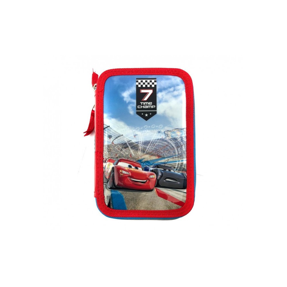 455463  Trousse 3 compartiments  inclue  43pcs CARS MCQUEEN Coloré
