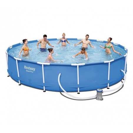 56595 Piscine Steel Pro Bestway avec bombe a filtre  diamètre 427 x 84 cm