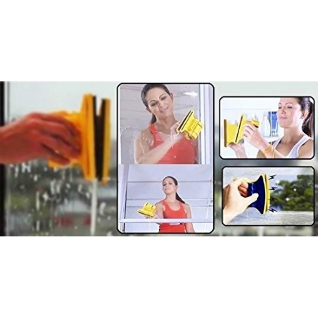 ÉPONGE DOUBLE FACE MAGNETIQUE, nettoie les fenêtres