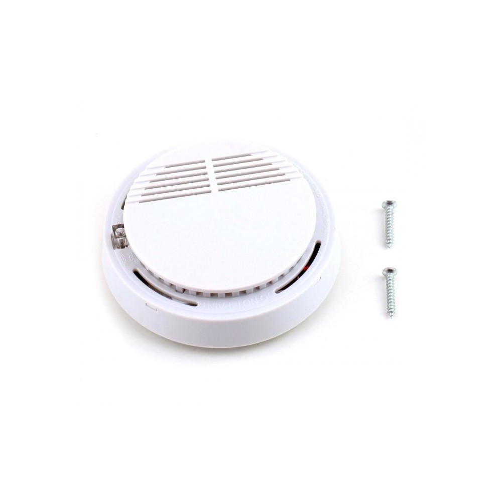 17330 Détecteur de fumée SMOKE ALARM rond automatique avec vis de fixation