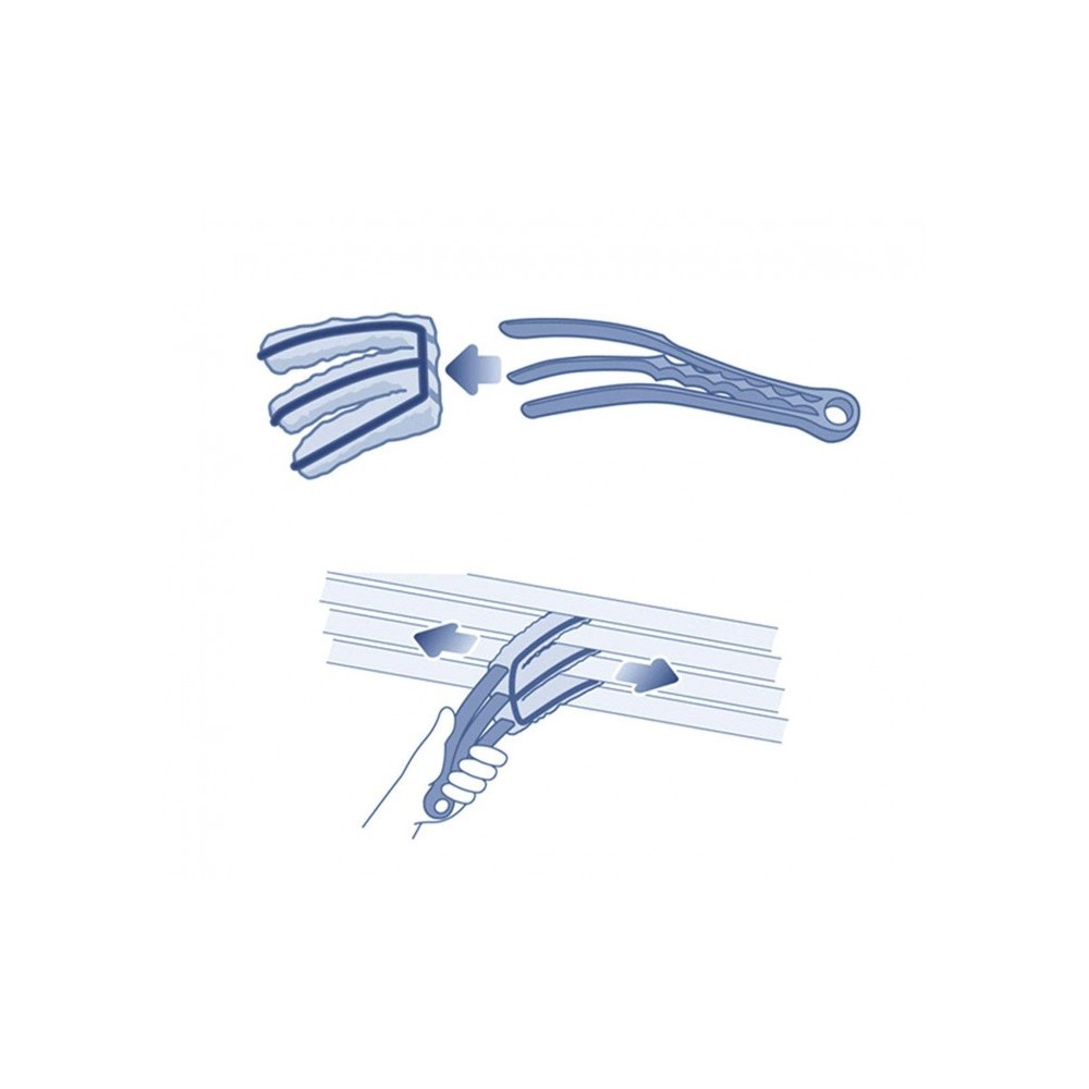 169116 Mini brosse en microfibre lavable avec 3 rabats pour stores vénitiens