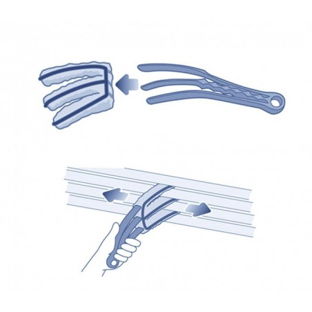 169116 Mini brosse en microfibre lavable avec 3 rabats pour stores vénitiens 169116 Mini brosse en microfibre lavable avec 3 rabats pour stores vénitiens