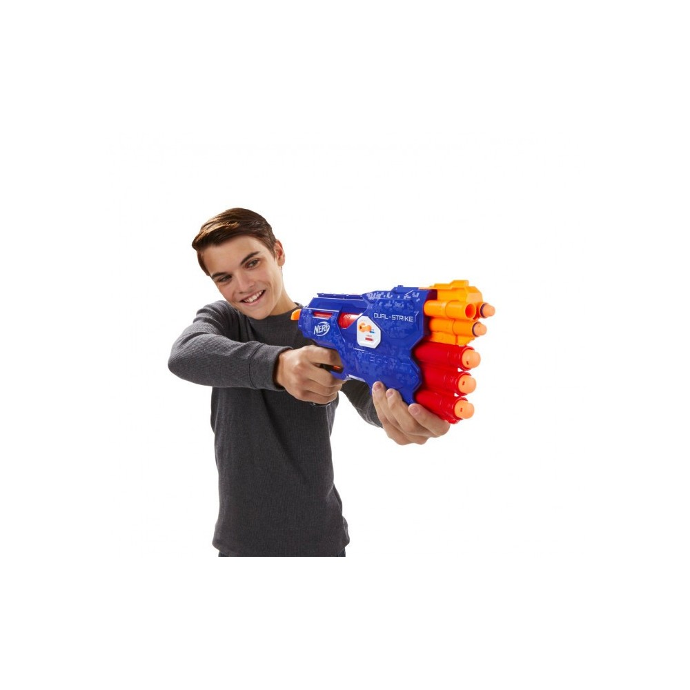945459 NERF GUN Dual Strike 3x3x avec sélecteur de cartouches grand/petit Hasbro