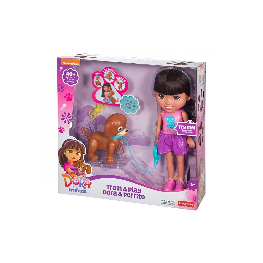  072587 La poupée Dora TRAIN & PLAY parle et chante avec son chien  FISHER PRICE