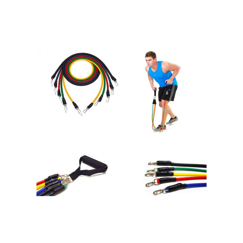 Ensemble de bandes élastiques et tendeurs pour entrainement et réhabilitation