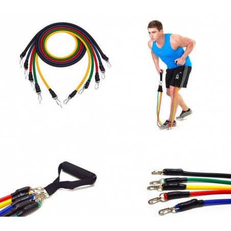 Ensemble de bandes élastiques et tendeurs pour entrainement et réhabilitation