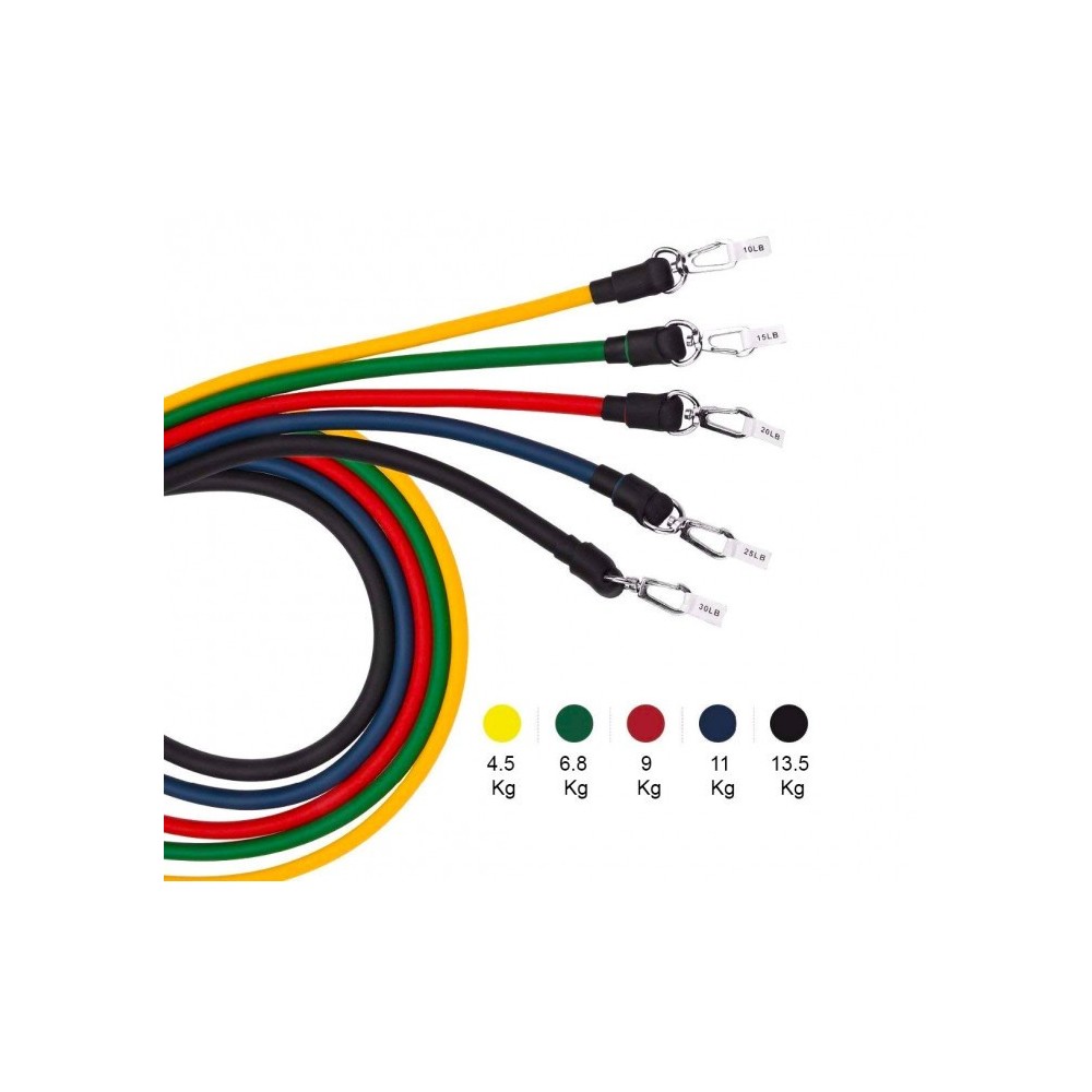 Ensemble de bandes élastiques et tendeurs pour entrainement et réhabilitation