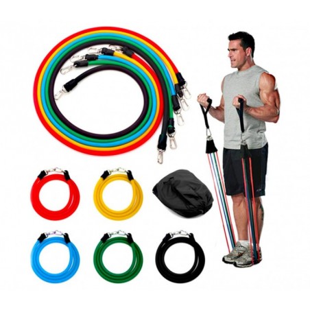 Ensemble de bandes élastiques et tendeurs pour entrainement et réhabilitation