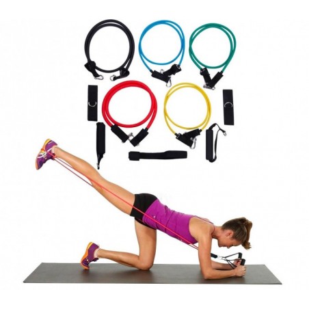 Ensemble de bandes élastiques et tendeurs pour entrainement et réhabilitation