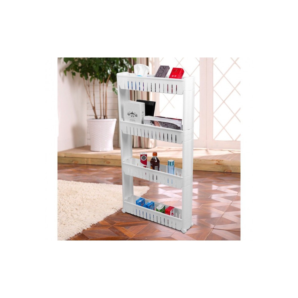 Organisateur de produits  avec roues 4 compartiments pour cuisine ou SDB