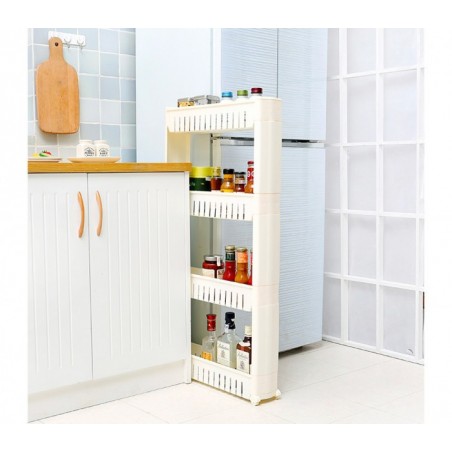 Organisateur de produits  avec roues 4 compartiments pour cuisine ou SDB Organisateur de produits  avec roues 4 compartiments pour cuisine ou SDB