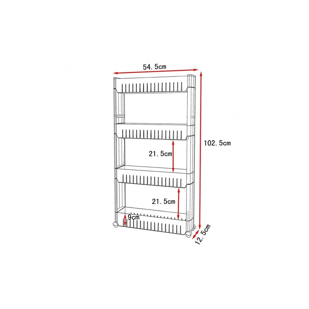 Organisateur de produits  avec roues 4 compartiments pour cuisine ou SDB