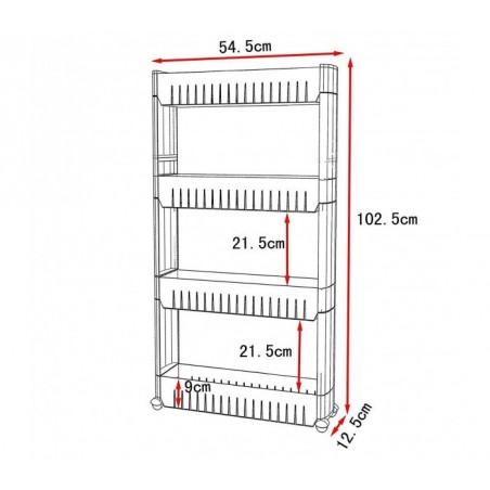 Organisateur de produits  avec roues 4 compartiments pour cuisine ou SDB Organisateur de produits  avec roues 4 compartiments pour cuisine ou SDB
