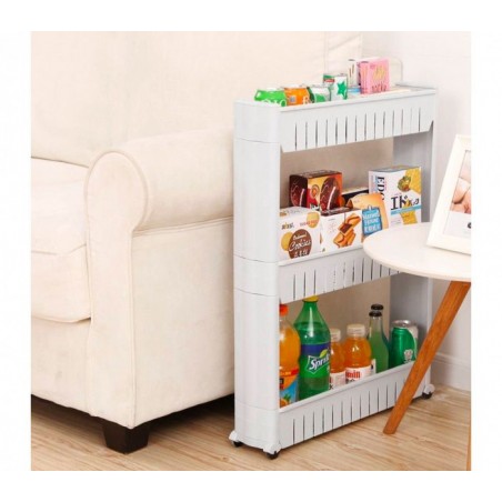 Organisateur de produits  avec roues 3 compartiments pour cuisine ou SDB