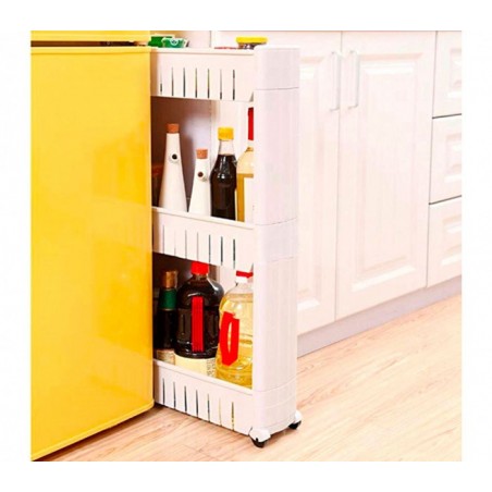 Organisateur de produits  avec roues 3 compartiments pour cuisine ou SDB