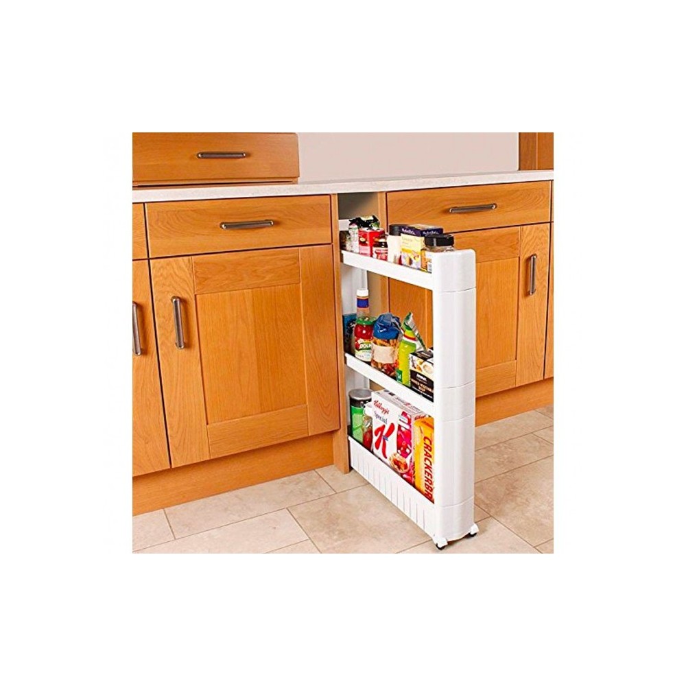 Organisateur de produits  avec roues 3 compartiments pour cuisine ou SDB