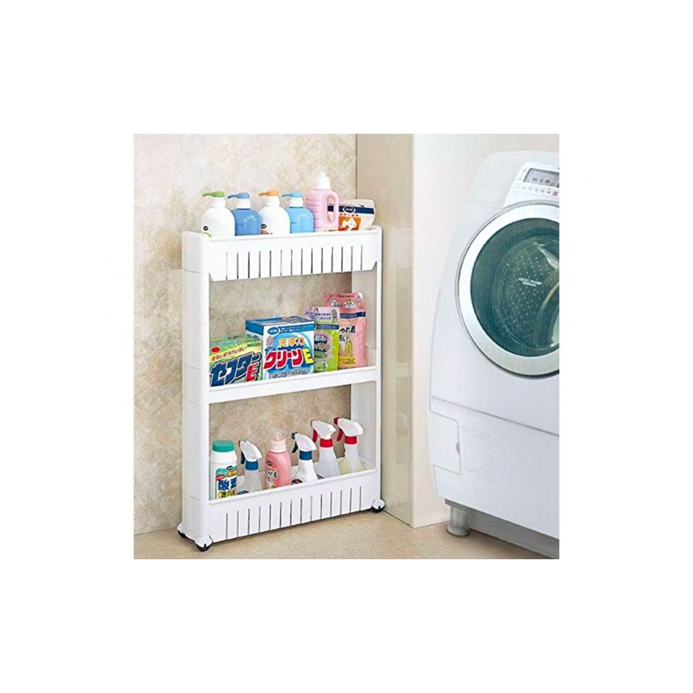 Organisateur de produits  avec roues 3 compartiments pour cuisine ou SDB
