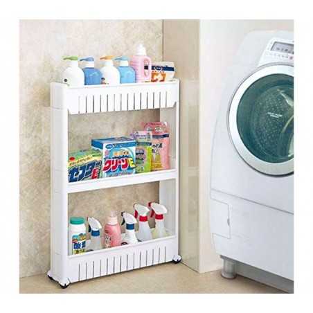 Organisateur de produits  avec roues 3 compartiments pour cuisine ou SDB