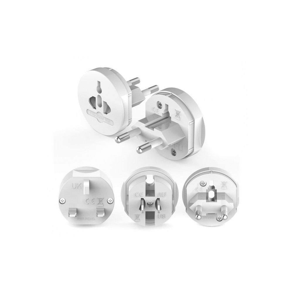 Adaptateur pour prises internationales de 125V 6A à 250V 13A 16  modes