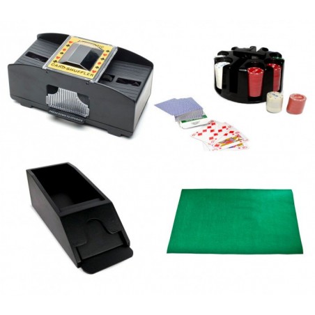 390623 Set de poker DELUXE avec mélangeur double sortie 200 jetons + tapis 390623 Set de poker DELUXE avec mélangeur double sortie 200 jetons + tapis