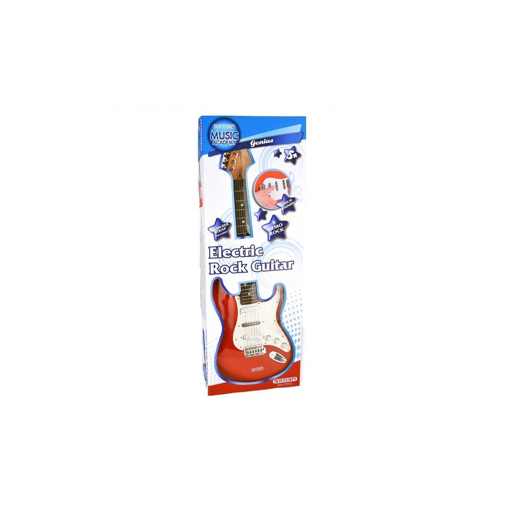 BONTEMPI 241310 Guitare électrique RockGuitar 6 cordes en métal Casque micro MP3
