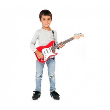 BONTEMPI 241310 Guitare électrique RockGuitar 6 cordes en métal Casque micro MP3