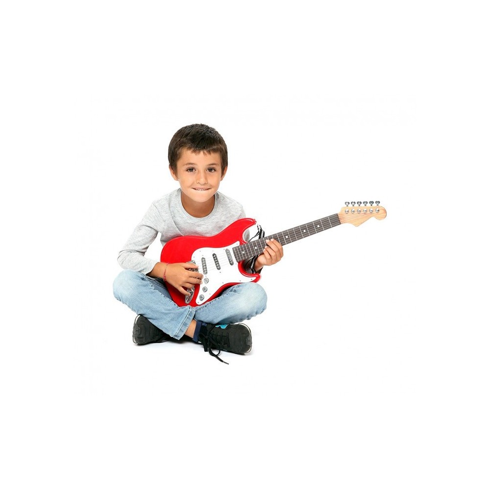 BONTEMPI 241310 Guitare électrique RockGuitar 6 cordes en métal Casque micro MP3