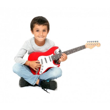 BONTEMPI 241310 Guitare électrique RockGuitar 6 cordes en métal Casque micro MP3