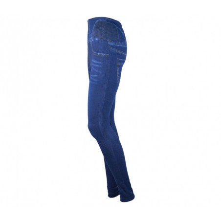 F327 Legging thermique effet denim mod. Hera avec intérieur polaire bleu