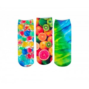 Pack 3 paires de chaussettes FUNNY COLORS pour femmes imprimées en couleur 3D