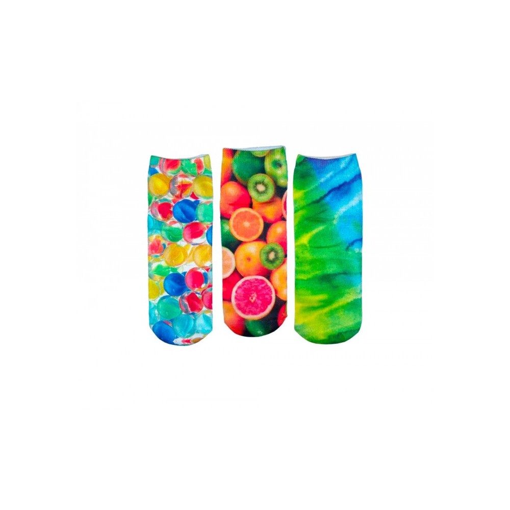 Pack 3 paires de chaussettes FUNNY COLORS pour femmes imprimées en couleur 3D