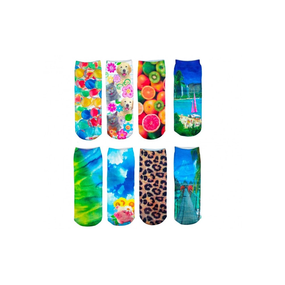 Pack 3 paires de chaussettes FUNNY ANIMALS pour femmes imprimées en couleur 3D