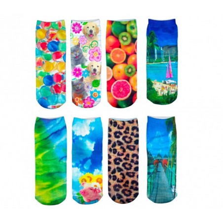 Pack 3 paires de chaussettes FUNNY TRIP pour femmes imprimées en couleur 3D