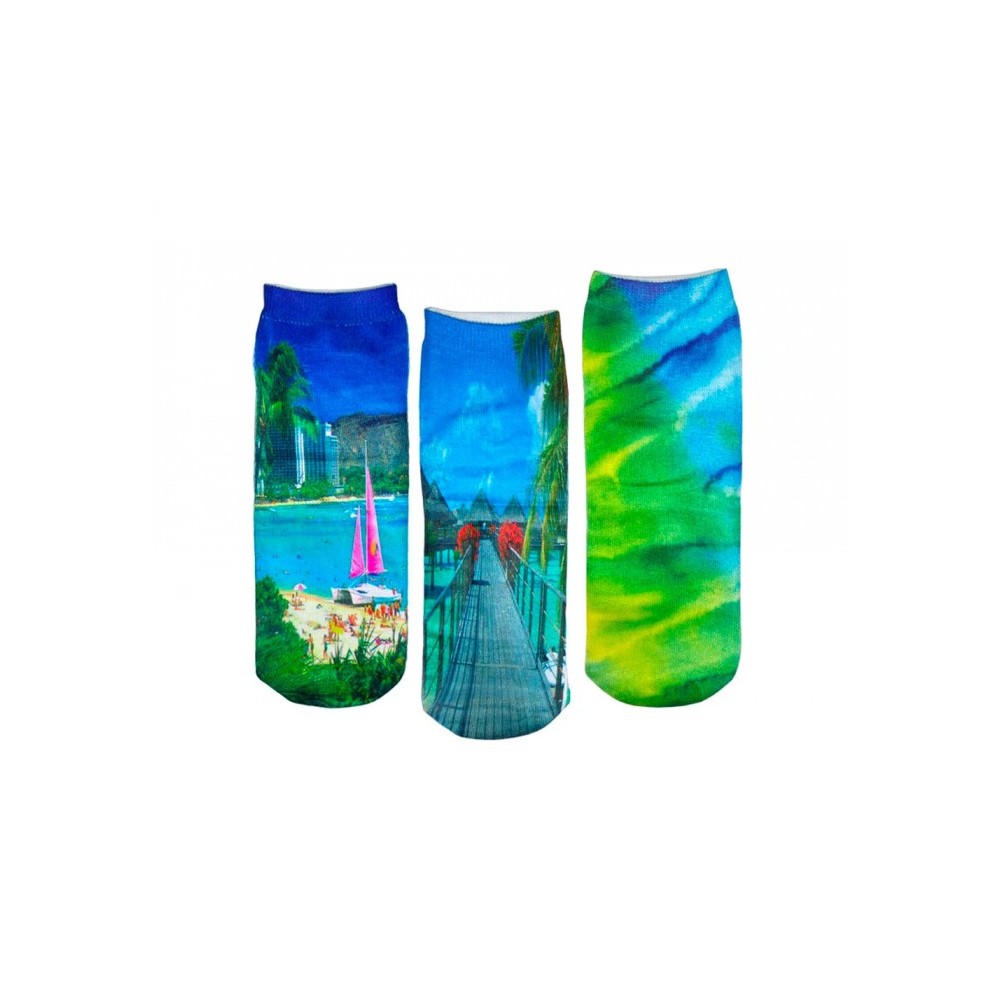 Pack 3 paires de chaussettes FUNNY TRIP pour femmes imprimées en couleur 3D